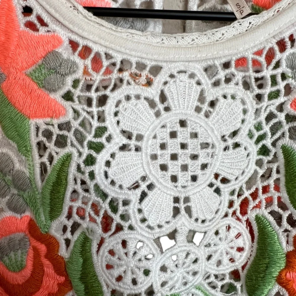 Free People Flower Power Embroidered Tank Top